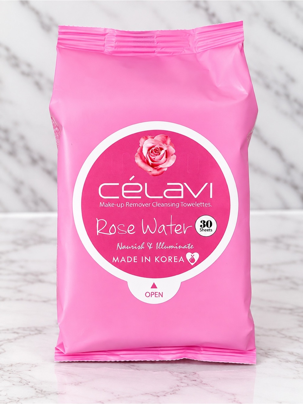 CELAVI | Rose Water Make-up Remover Cleansing Towelettes |NEW